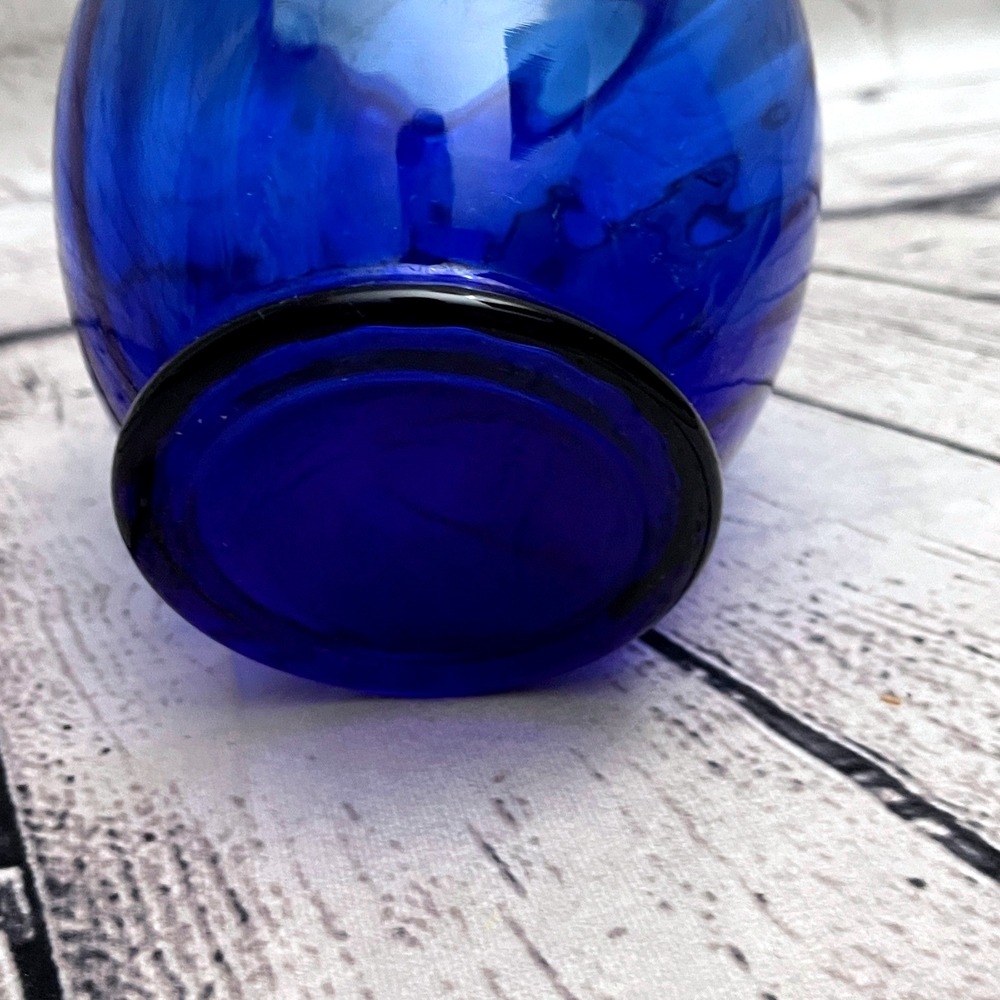 Set of 2 Vintage Cobalt Blue Blown Glass Vases-Anchor Hocking-Indiana Glass - Picture 9 of 9